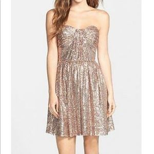 Strapless Jill Stuart gold sequin dress